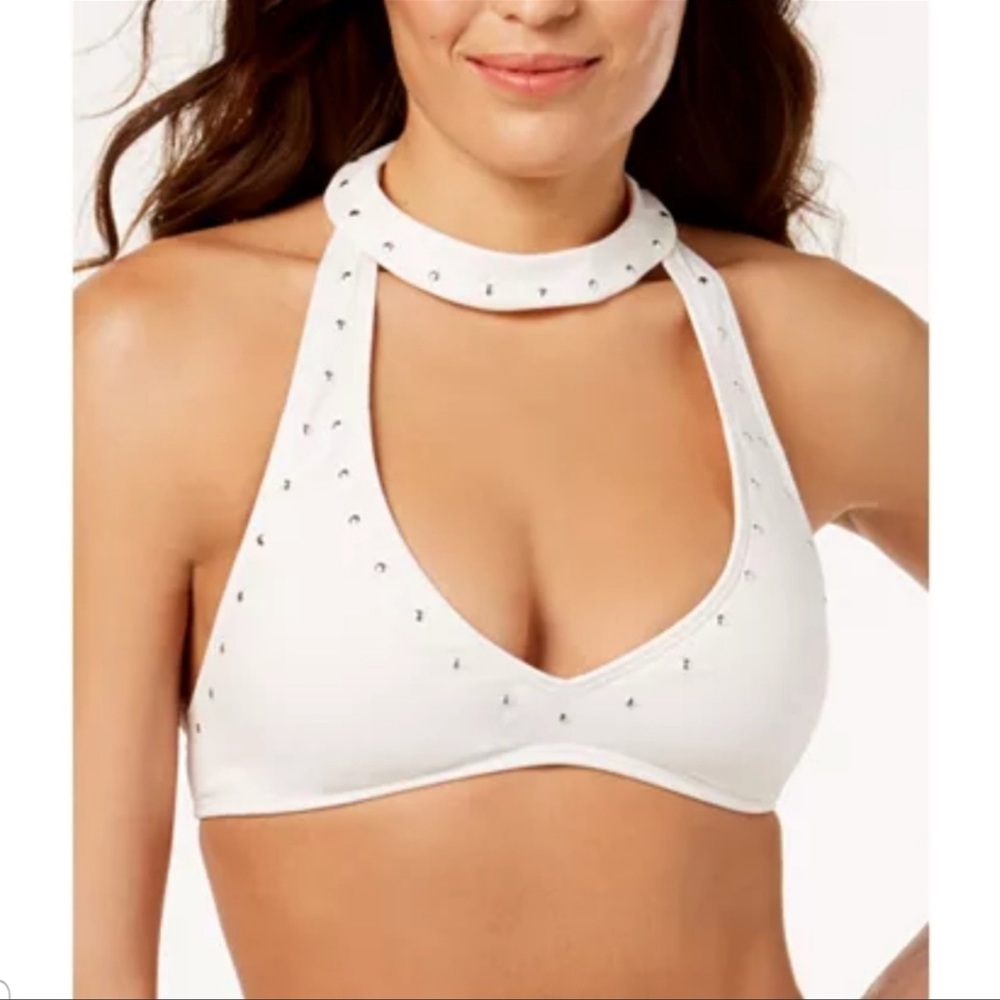 NWT MICHAEL Michael Kors Studded Choker Bikini Halter Top